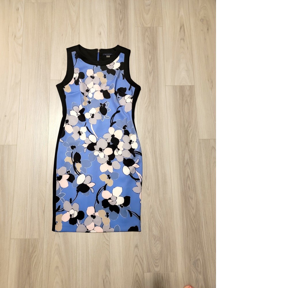 Tommy Hilfiger Fitted Blue Foral Print Dress